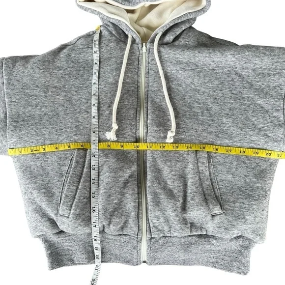 Madewell MWL Reversible Puffer Hoodie Jacket Gray Cream XXS Cropped Thick GUC